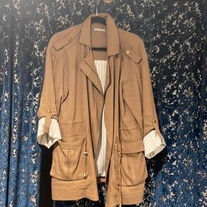 Alicia and Olivia- camel military jacket with golf hardware